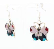 Load image into Gallery viewer, Zuni Native American Turquoise Inlay Butterfly Earrings by Jolica Dishta SKU233365