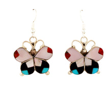 Load image into Gallery viewer, Zuni Native American Turquoise Inlay Butterfly Earrings by Jolica Dishta SKU233365