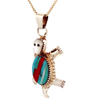 Load image into Gallery viewer, Zuni Native American Turquoise Inlay Turtle Pendant by Wayne Haloo SKU233367