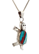 Load image into Gallery viewer, Zuni Native American Turquoise Inlay Turtle Pendant by Wayne Haloo SKU233367