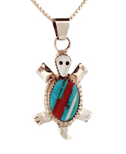 Load image into Gallery viewer, Zuni Native American Turquoise Inlay Turtle Pendant by Wayne Haloo SKU233367