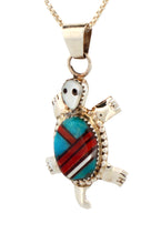 Load image into Gallery viewer, Zuni Native American Turquoise Inlay Turtle Pendant by Wayne Haloo SKU233368