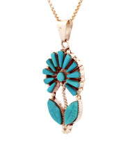 Load image into Gallery viewer, Zuni Native American Turquoise Flower Pendant by Vera Halusewa SKU233369