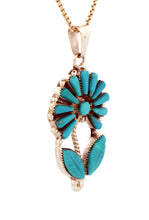 Load image into Gallery viewer, Zuni Native American Turquoise Flower Pendant by Vera Halusewa SKU233369