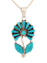 Load image into Gallery viewer, Zuni Native American Turquoise Flower Pendant by Vera Halusewa SKU233369