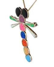 Load image into Gallery viewer, Zuni Native American Lab Opal Dragonfly Pin and Pendant by Edaakie SKU233370
