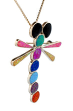 Load image into Gallery viewer, Zuni Native American Lab Opal Dragonfly Pin and Pendant by Edaakie SKU233371