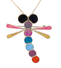 Load image into Gallery viewer, Zuni Native American Lab Opal Dragonfly Pin and Pendant by Edaakie SKU233371