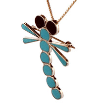 Load image into Gallery viewer, Zuni Native American Turquoise Inlay Dragonfly Pin and Pendant by Edaakie SKU233372