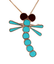 Load image into Gallery viewer, Zuni Native American Turquoise Inlay Dragonfly Pin and Pendant by Edaakie SKU233372