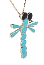 Load image into Gallery viewer, Zuni Native American Turquoise Inlay Dragonfly Pin and Pendant by Edaakie SKU233373