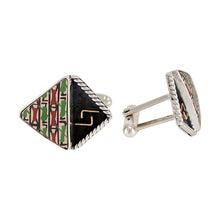 Load image into Gallery viewer, Mata Ortiz Broken Pottery Shard and Silver Cufflinks by Beltran NON NATIVE