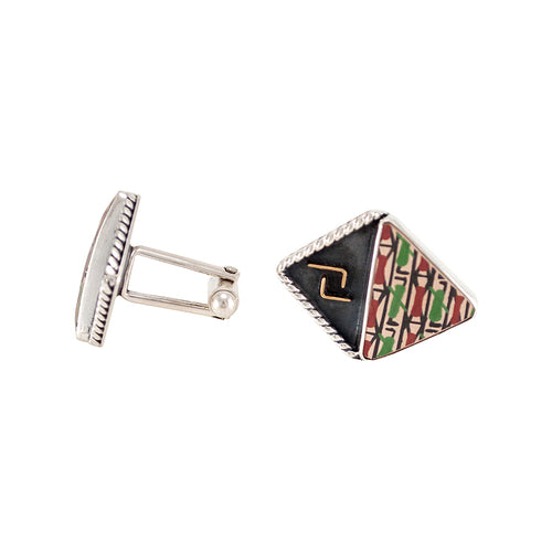 Mata Ortiz Broken Pottery Shard and Silver Cufflinks by Beltran NON NATIVE