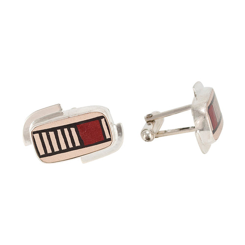 Mata Ortiz Broken Pottery Shard and Silver Cufflinks by Beltran NON NATIVE