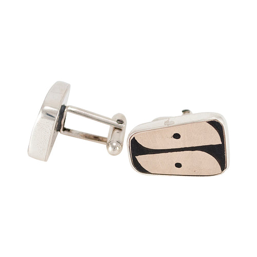 Mata Ortiz Broken Pottery Shard and Silver Cufflinks by Beltran NON NATIVE