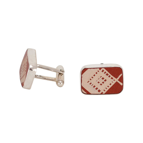 Mata Ortiz Broken Pottery Shard and Silver Cufflinks by Beltran NON NATIVE