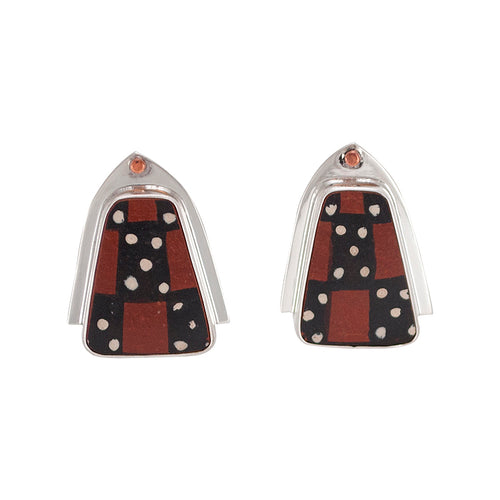 Mata Ortiz Broken Pottery Shard and Silver Earrings by Beltran NON NATIVE