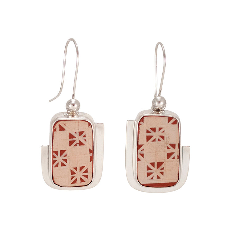 Mata Ortiz Broken Pottery Shard and Silver Earrings by Beltran NON NATIVE
