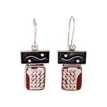 Load image into Gallery viewer, Mata Ortiz Broken Pottery Shard and Silver Earrings by Beltran NON NATIVE