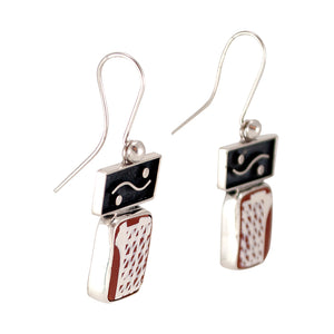 Mata Ortiz Broken Pottery Shard and Silver Earrings by Beltran NON NATIVE