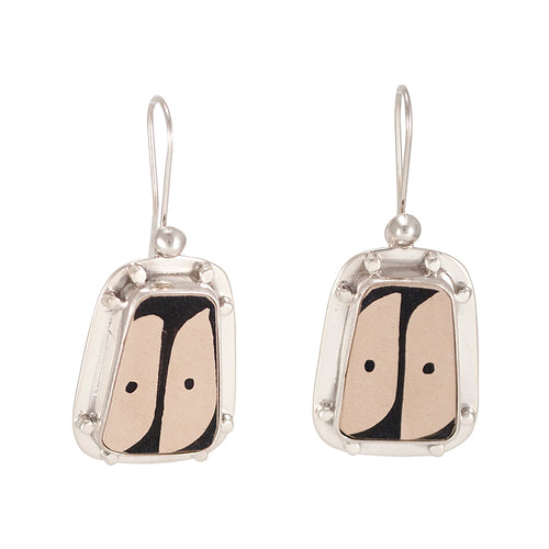 Mata Ortiz Broken Pottery Shard and Silver Earrings by Beltran NON NATIVE