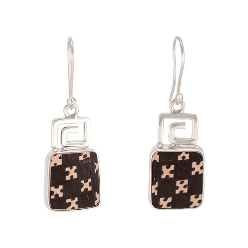 Mata Ortiz Broken Pottery Shard and Silver Earrings by Beltran NON NATIVE