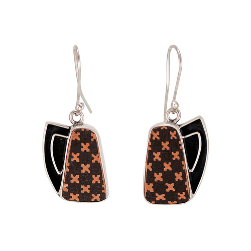 Mata Ortiz Broken Pottery Shard and Silver Earrings by Beltran NON NATIVE
