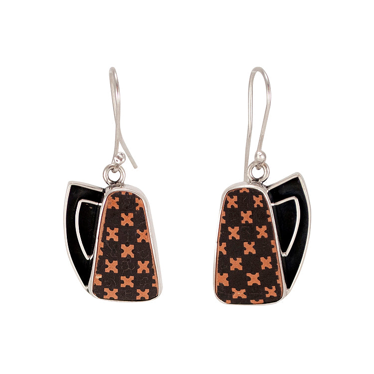 Mata Ortiz Broken Pottery Shard and Silver Earrings by Beltran NON NATIVE