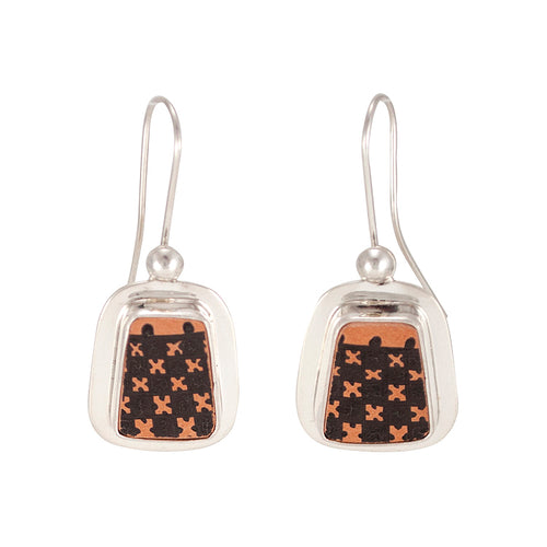 Mata Ortiz Broken Pottery Shard and Silver Earrings by Beltran NON NATIVE