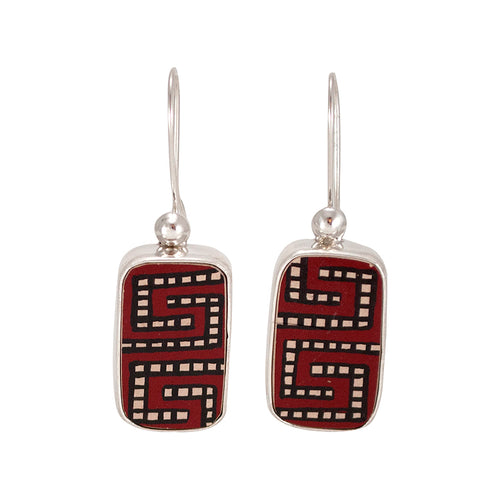 Mata Ortiz Broken Pottery Shard and Silver Earrings by Beltran NON NATIVE