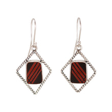 Load image into Gallery viewer, Mata Ortiz Broken Pottery Shard and Silver Earrings by Beltran NON NATIVE
