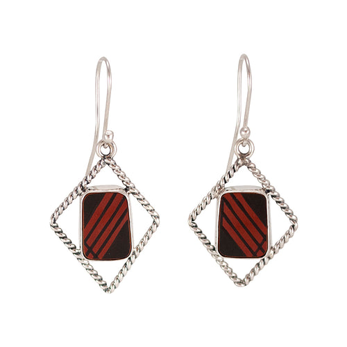 Mata Ortiz Broken Pottery Shard and Silver Earrings by Beltran NON NATIVE