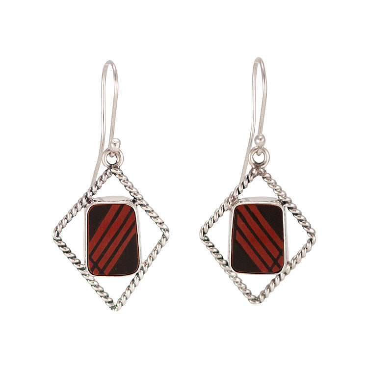 Mata Ortiz Broken Pottery Shard and Silver Earrings by Beltran NON NATIVE