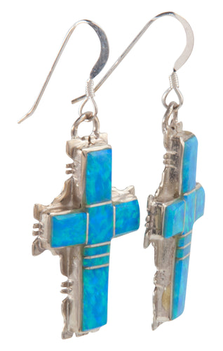 Navajo Native American Lab Opal Cross Earrings  SKU221885