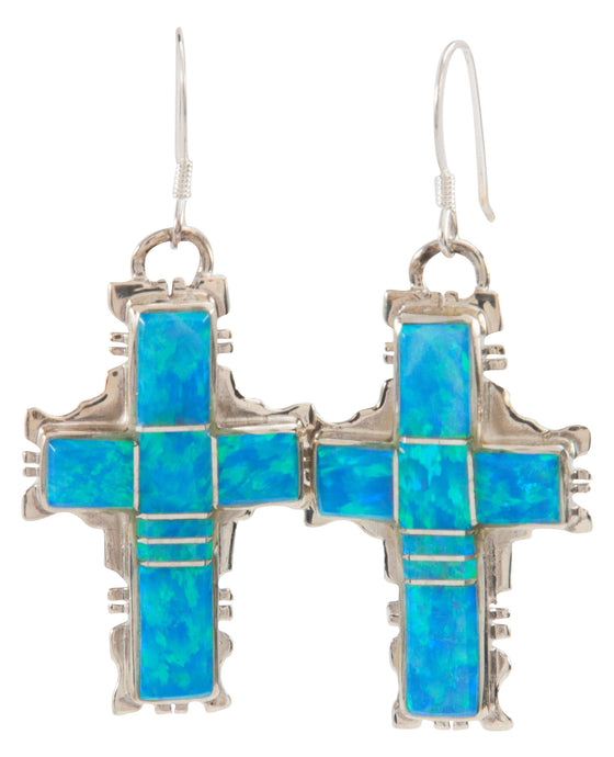 Navajo Native American Lab Opal Cross Earrings  SKU221885