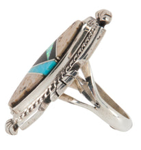 Load image into Gallery viewer, Navajo Native American Turquoise and Jasper Ring Size 5 1/4 by Tom SKU223637