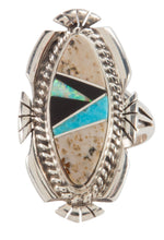 Load image into Gallery viewer, Navajo Native American Turquoise and Jasper Ring Size 5 1/4 by Tom SKU223637