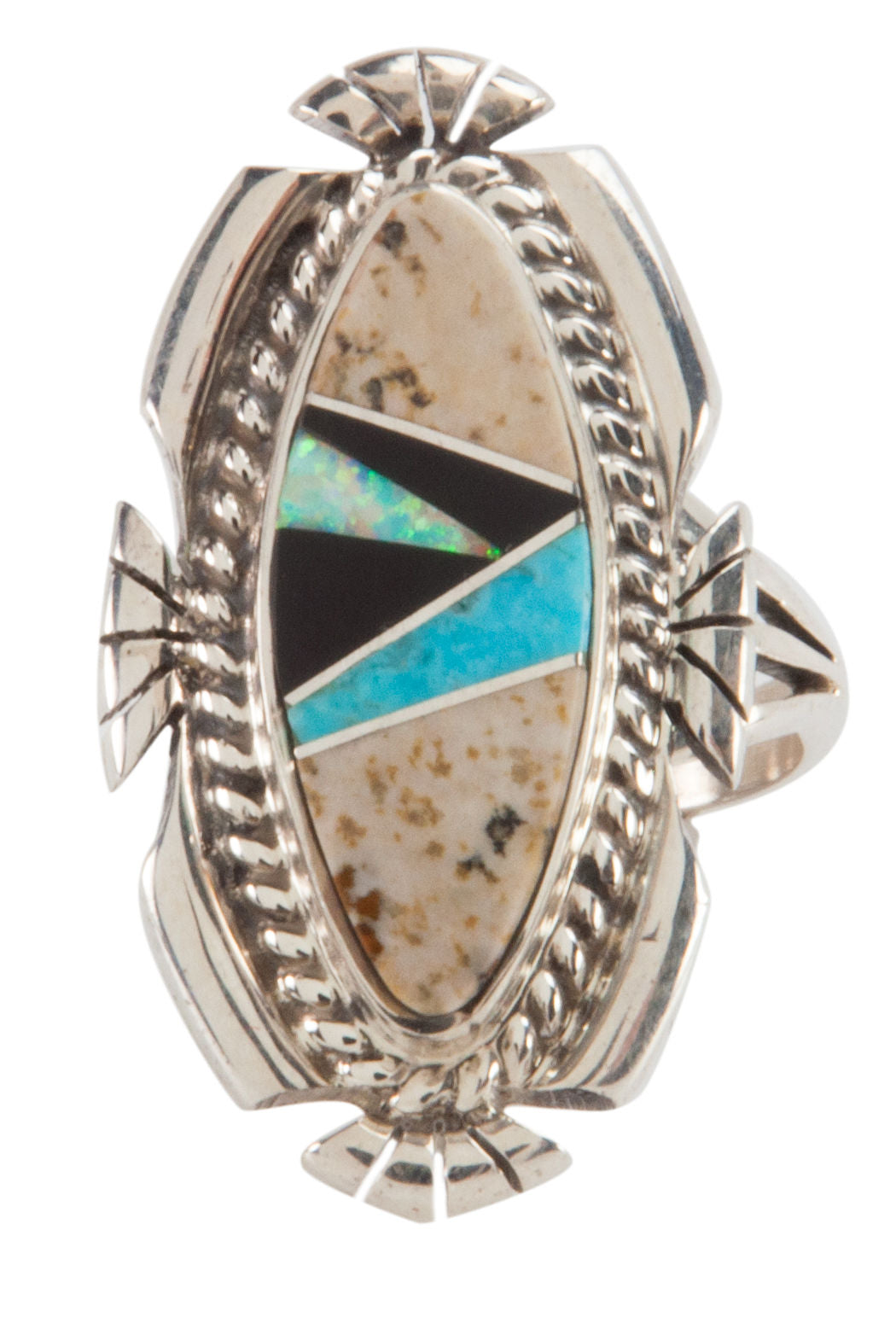Navajo Native American Turquoise and Jasper Ring Size 5 1/4 by Tom SKU223637