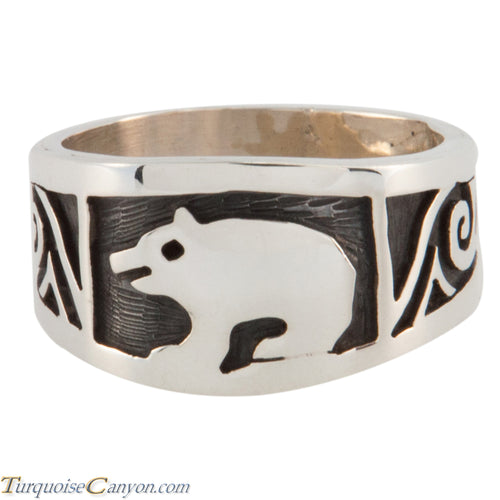 Hopi Native American Bear Silver Ring Size 9 3/4 by Cyrus Josytewa SKU224815