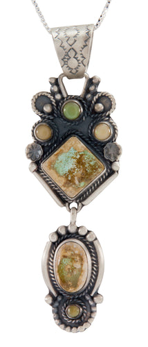 Navajo Native American Cerrillos Turquoise Opal Pendant Necklace SKU225221
