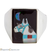Load image into Gallery viewer, Zuni Native American Turquoise Horse Ring Size 12 3/4 by Concho SKU225361