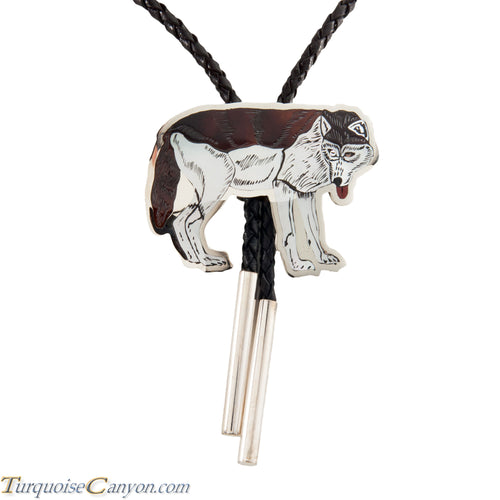 Zuni Native American Wolf Bolo Tie by Dale Edaakie SKU225413