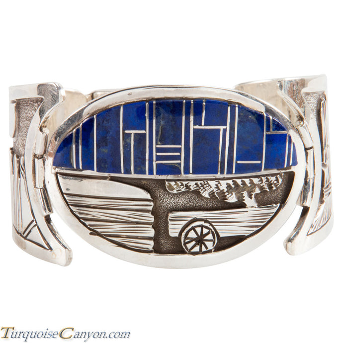 Navajo Native American Lapis Inlay Bracelet by Floyd Becenti SKU225512