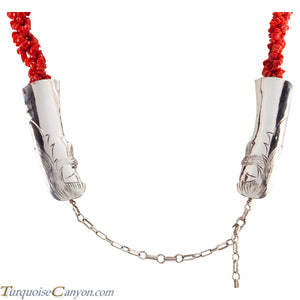 Navajo Native American Red Coral Corn Maiden Necklace by Becenti SKU225543