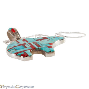Navajo Native American Turquoise Bear Pendant Necklace SKU225554