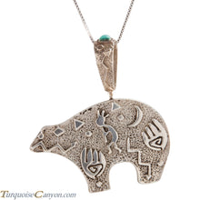 Load image into Gallery viewer, Navajo Native American Turquoise Bear Pendant Necklace SKU225554