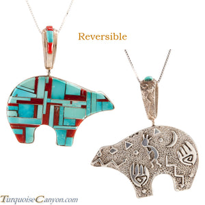 Navajo Native American Turquoise Bear Pendant Necklace SKU225554