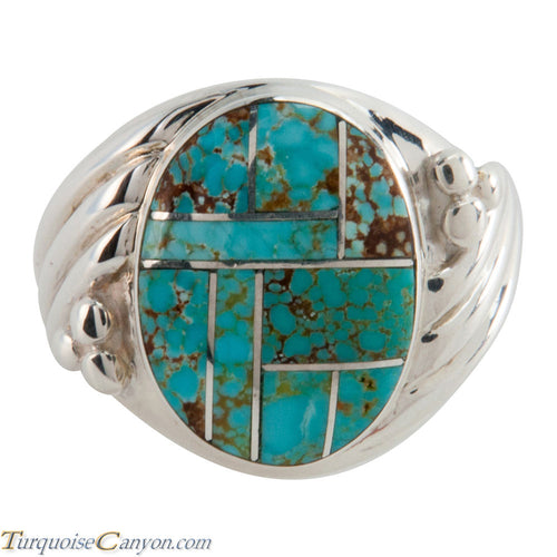 Navajo Native American Mine Number 8 Turquoise Inlay Ring Size 11 SKU225731