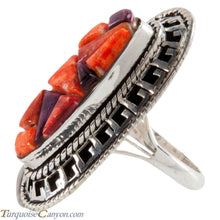Load image into Gallery viewer, Navajo Native American Purple and Orange Shell Ring Size 8 1/2 SKU225765