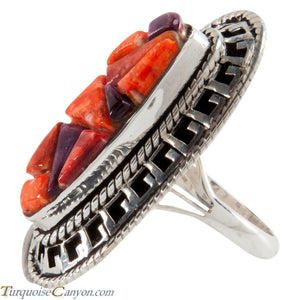 Navajo Native American Purple and Orange Shell Ring Size 8 1/2 SKU225765